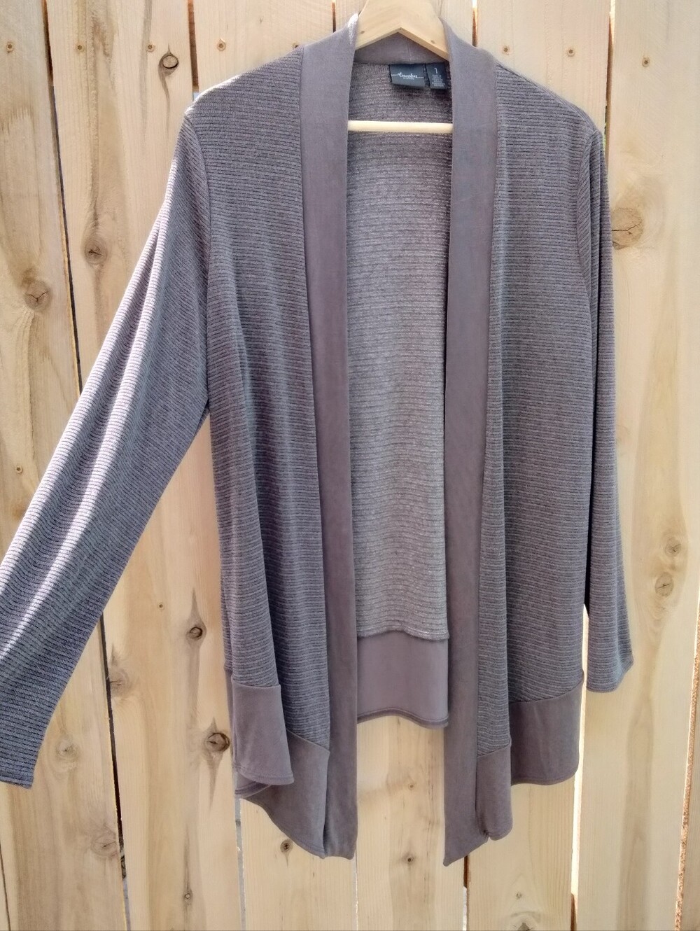 Travelers by Chico's Metallic Brown Open Front Cardigan Women's Size 1 (Medium)